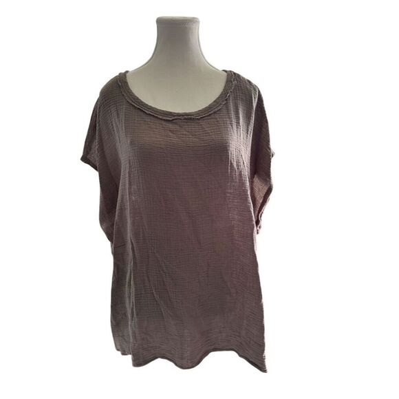 Tahari Woman 3X Olive Green 100% Cotton Sleeveless Crew Neck Tank Crinkle Gauze - Picture 1 of 10